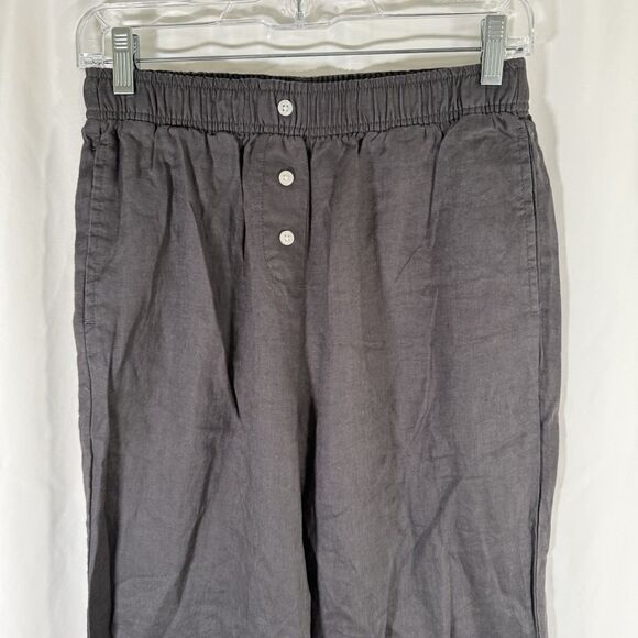 Nudelucy 100% Linen Pants Women's Small Grey Pull On Elastic Waist NU23971 - Picture 2 of 11